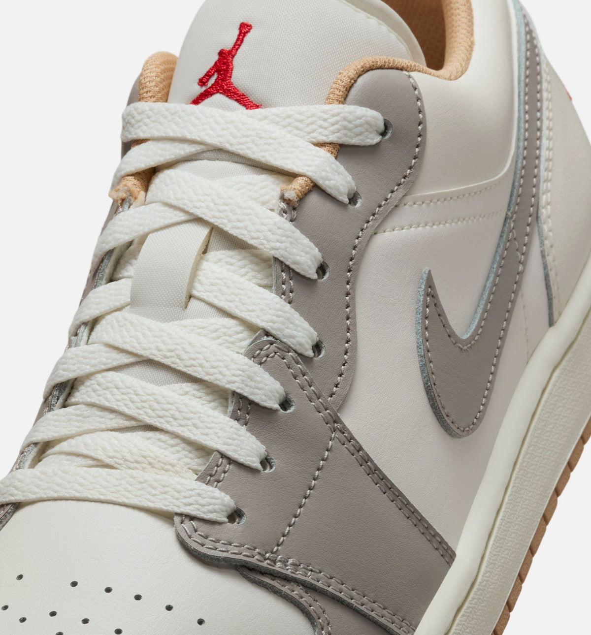 Air Jordan 1 Low Men's Lifestyle Sneakers - Sail/Fire Red/College Grey/Hemp