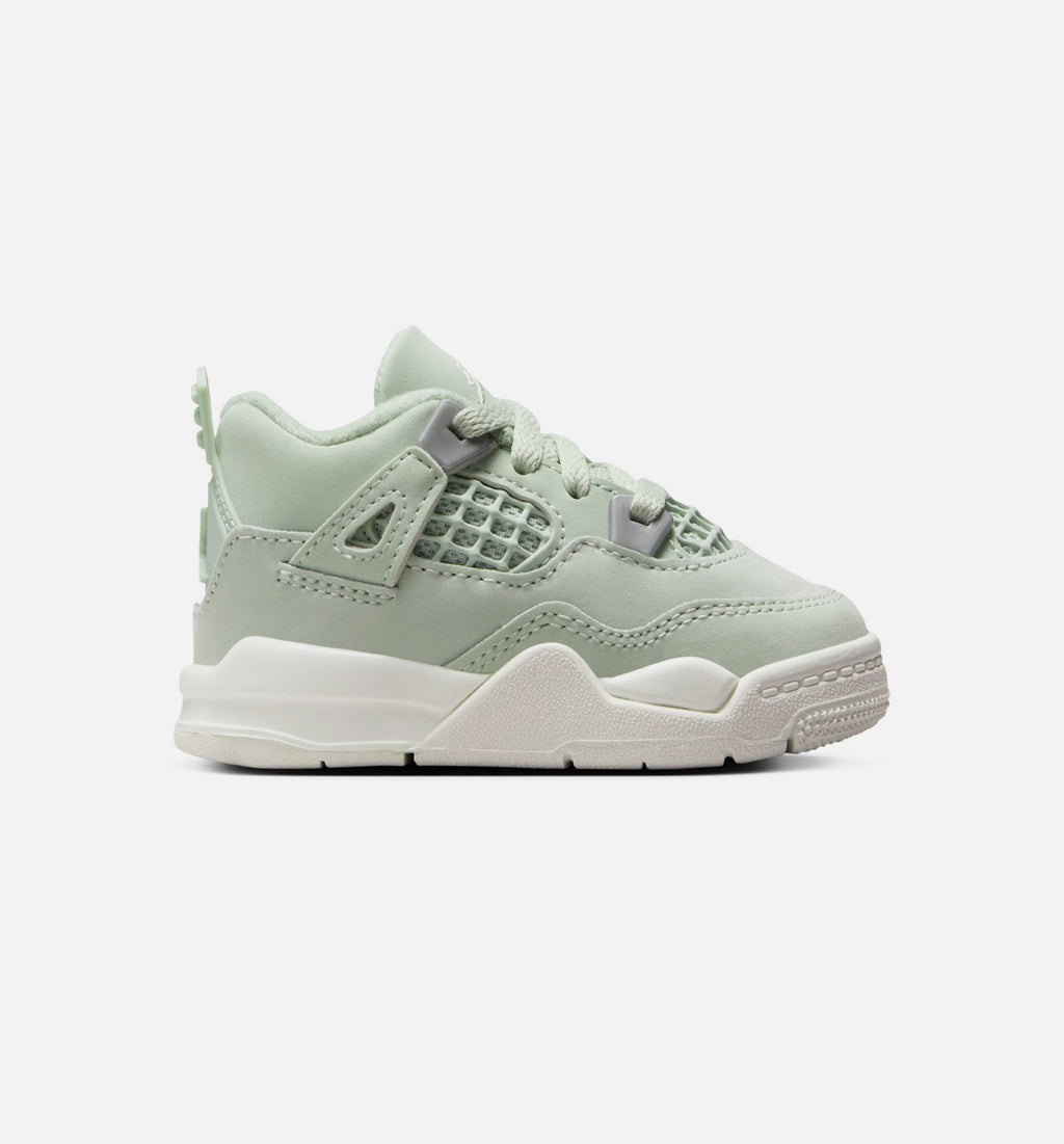 Air Jordan 4 Retro Abundance Infant/Toddler Sneakers - Seafoam/Sail/Metallic Silver