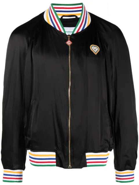 Casablanca Souvenir logo-patch bomber jacket