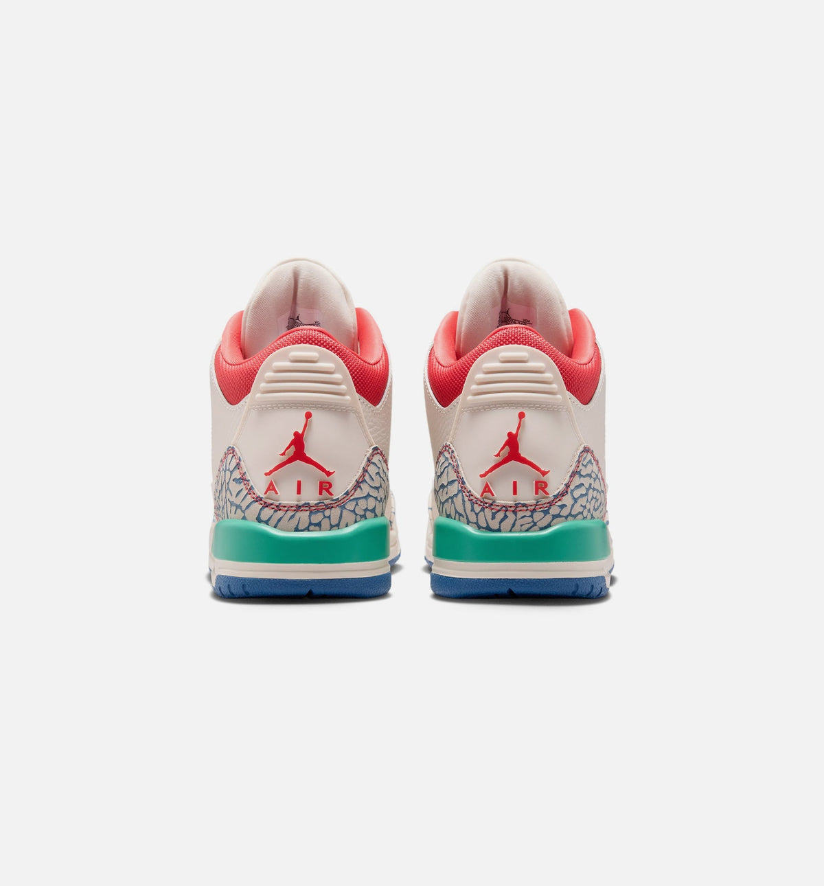 Air Jordan 3 Retro Play Your Way Grade School Sneakers - Chalk / Track Red / True Blue / Kinetic Green