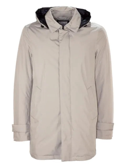 Herno concealed-fastening hooded jacket