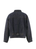 SAINT MXXXXXX pleated cinch-strap denim jacket