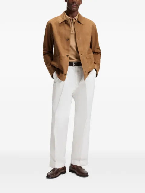 BOSS button-up suede jacket with checkered lining