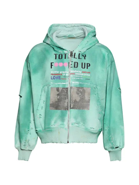 astrum distressed-effect graphic-print hoodie