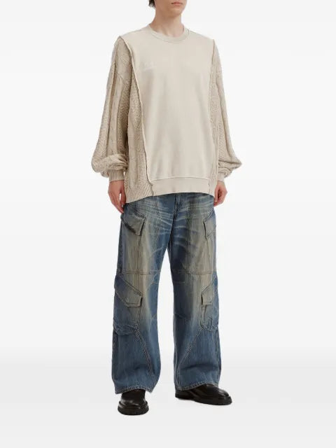FIVE CM cable-knit panelled sweater