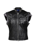 MARKING DISTANCE Gimp spike-embellished leather gilet