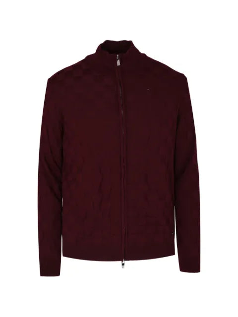 Tombolini check-pattern zip-up cardigan