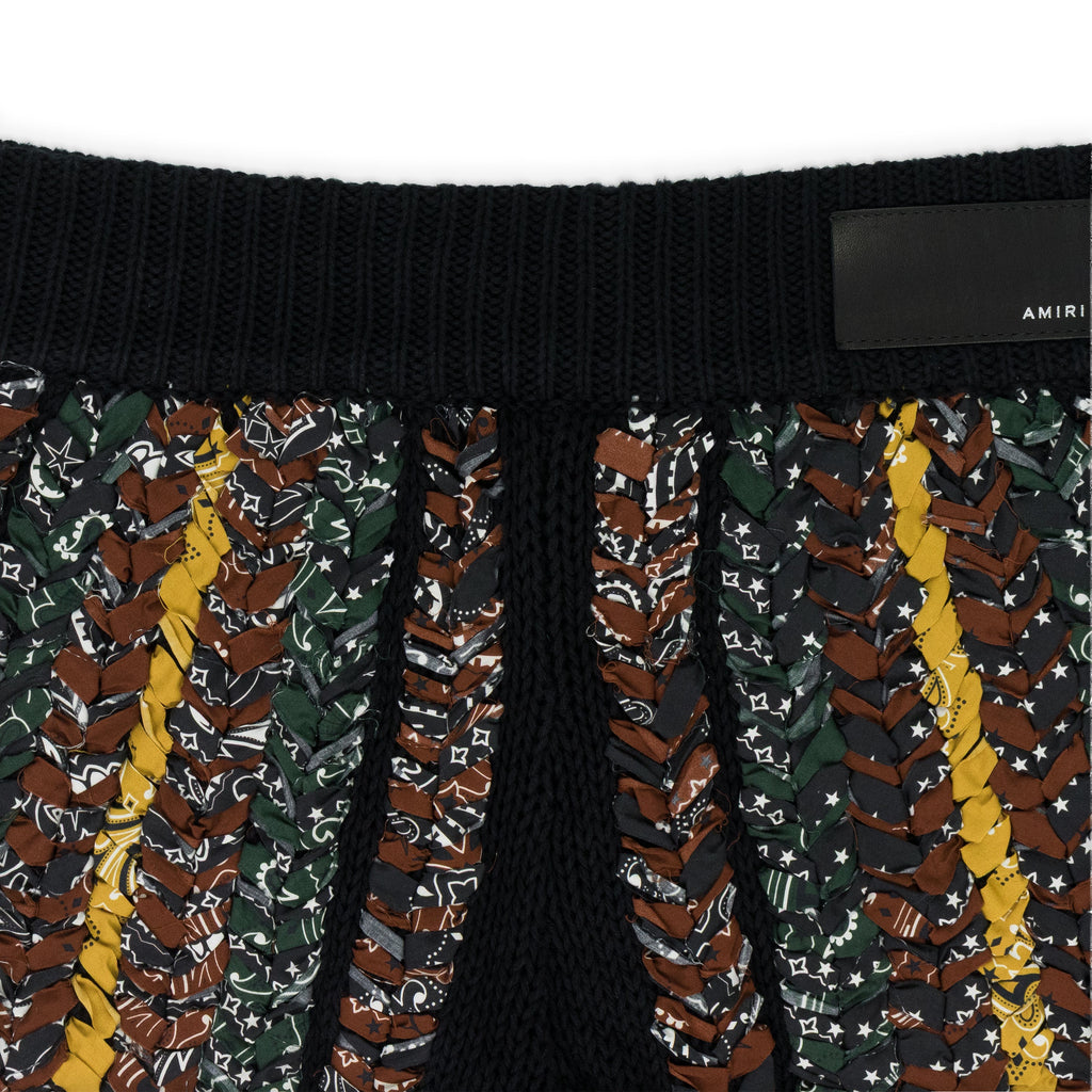 Black Braided Bandana Shorts