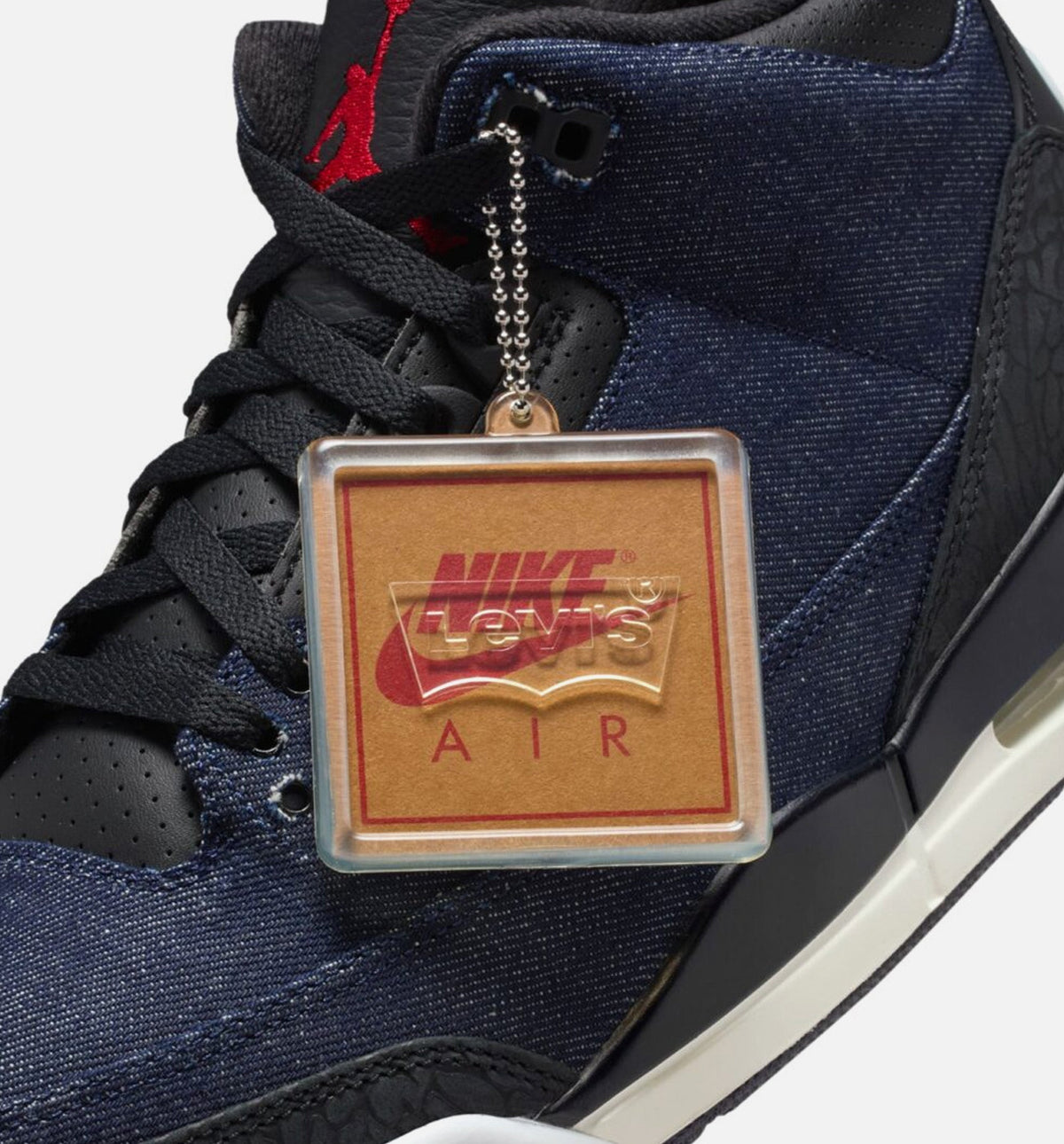 Air Jordan 3 x Levi's Indigo & Gym Red Men's Lifestyle Shoes - Denim/Black/Sail