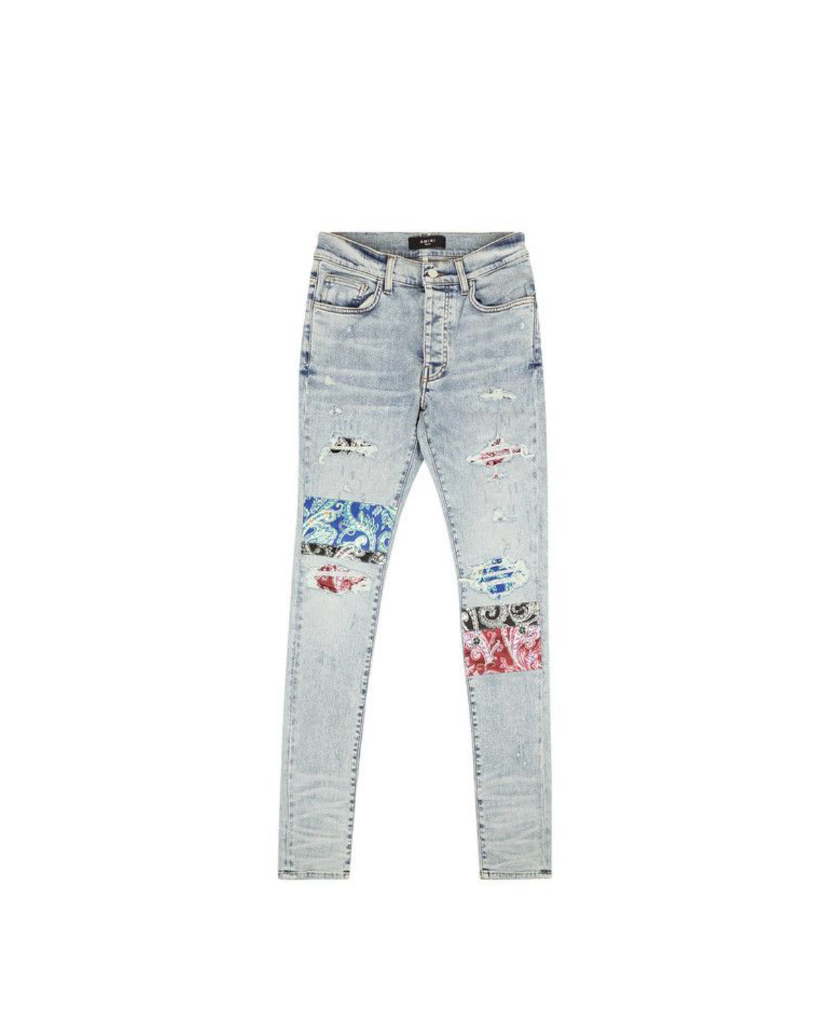 AMIRI Pijama Art Patch Skinny Jeans Blue