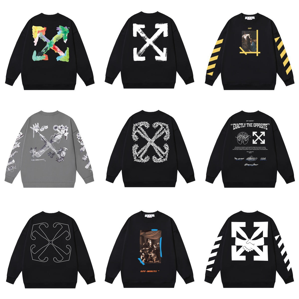 Off-White Multi Graphic Arrow Logo Unisex Crew Neck Sweatshirt