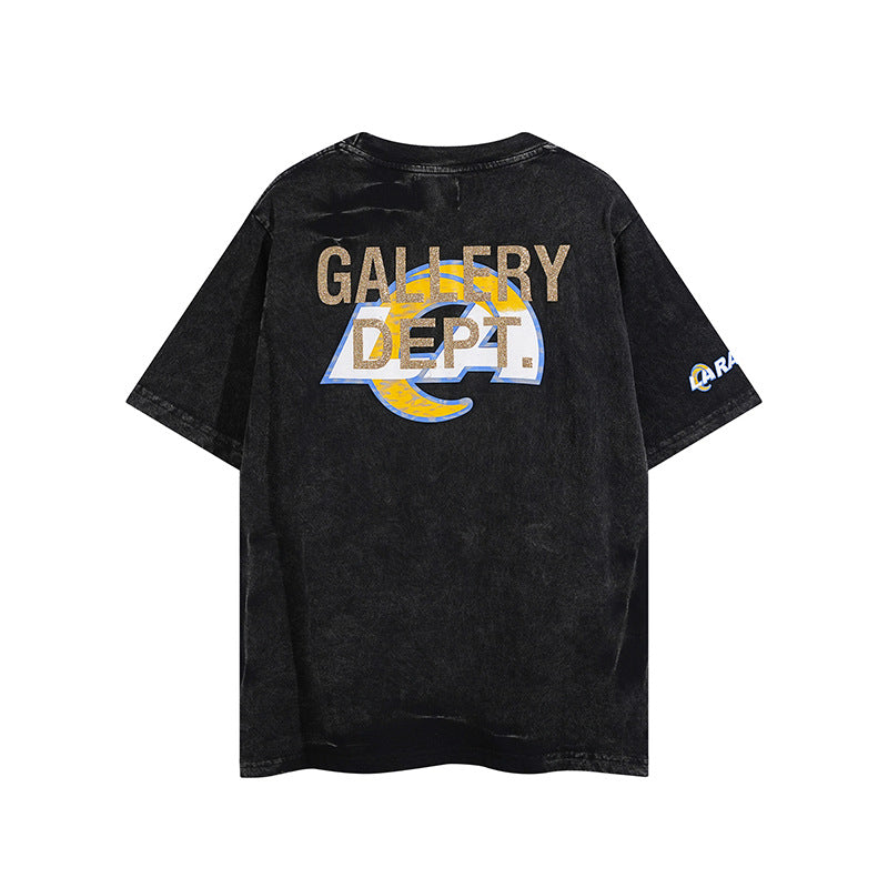 Gallery Dept T Shirts Vintage Distressed Wash Short Sleeve Loose Men and Women