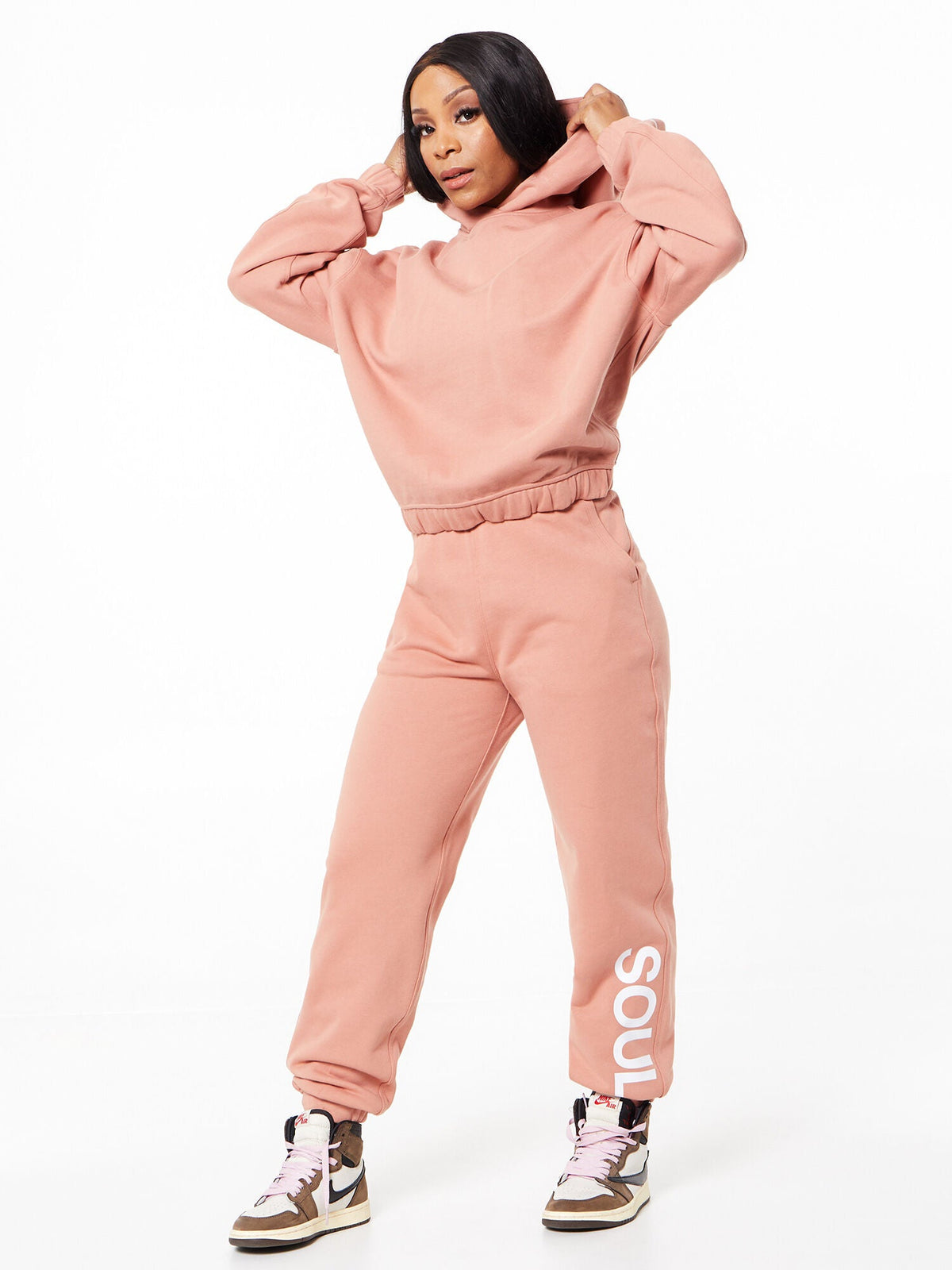 Relaxed Cropped Hoodie Pink