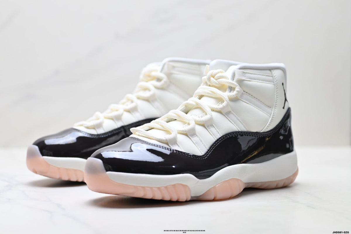 Air Jordan 11 Retro White Black and Pink Unisex Sneakers Style 21