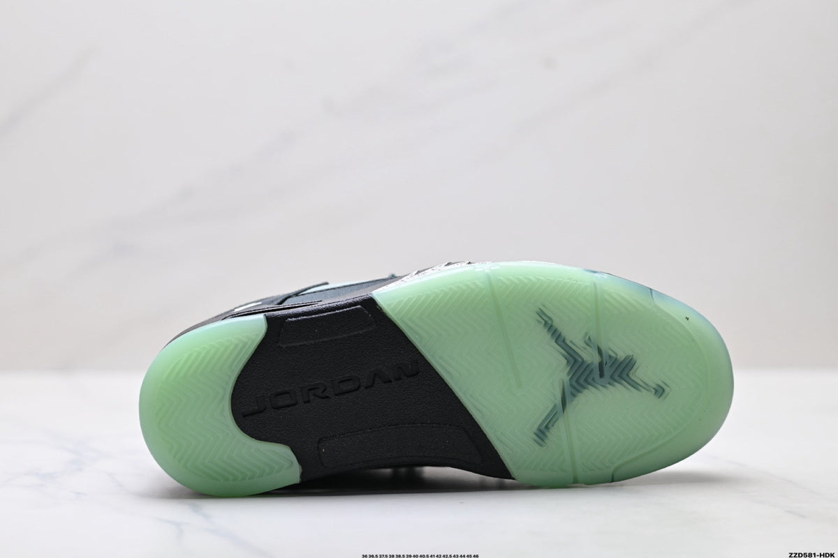 Air Jordan 5 Retro Black Red Green Glow Sneakers