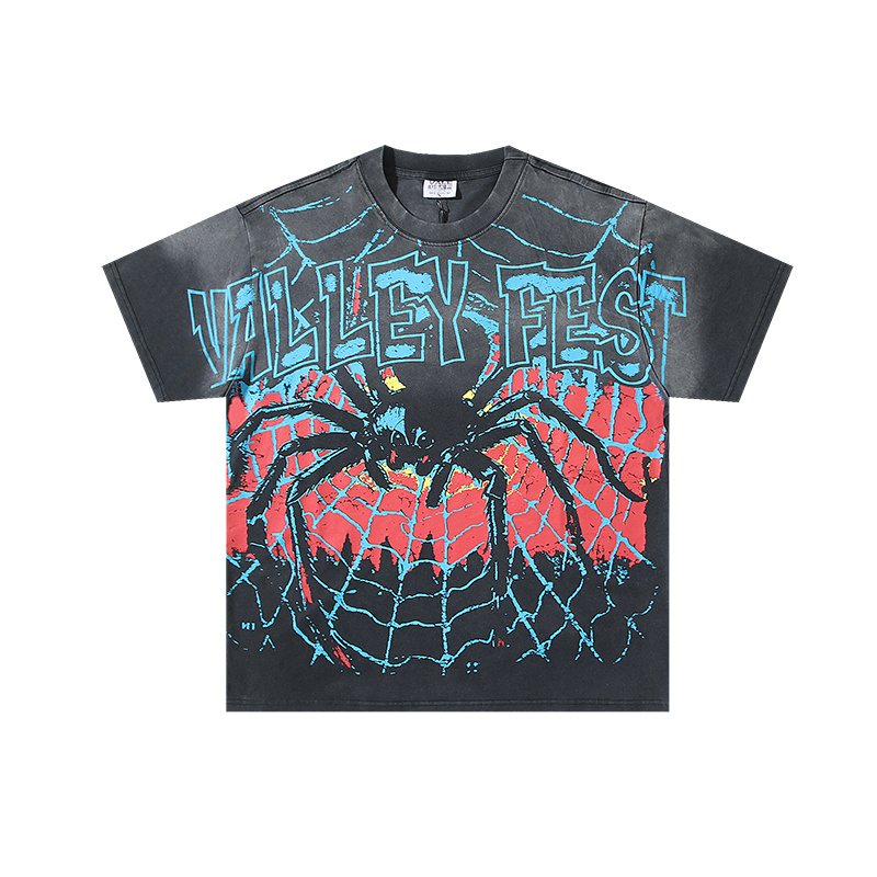VALE USA Spider Festival Graphic Washed Black T-Shirt