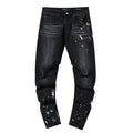 Purple Brand Paint Splatter Distressed Black Jeans