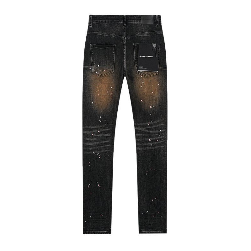 Purple Brand Distressed Paint-Splatter Jeans