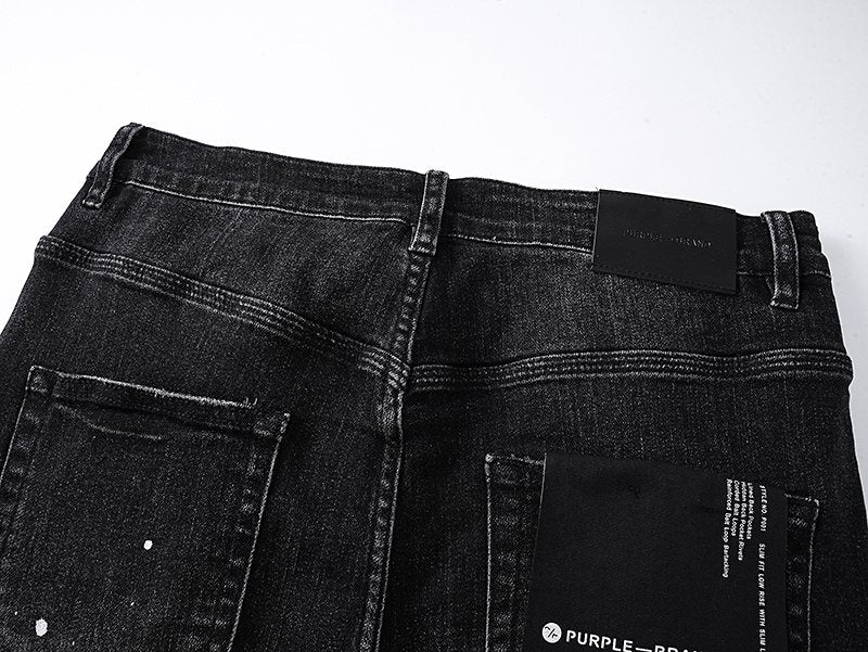 Purple Brand Distressed Paint-Splatter Jeans