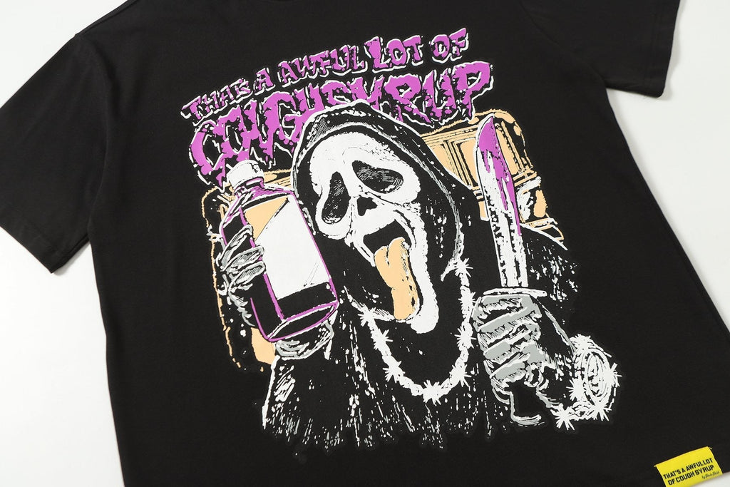 THAT'S A AWFUL LOT OF COUGH SYRUP Black Front & Back Graphic T-Shirt