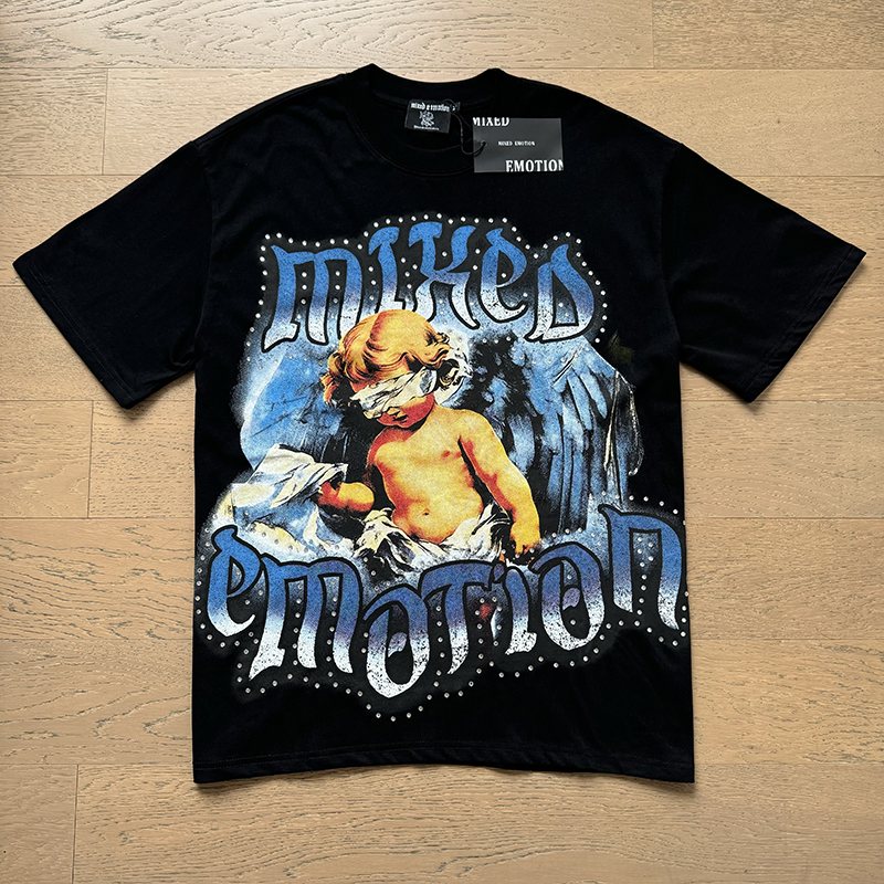 MIXED EMOTION Angel Rhinestone-Style Graphic T-Shirt
