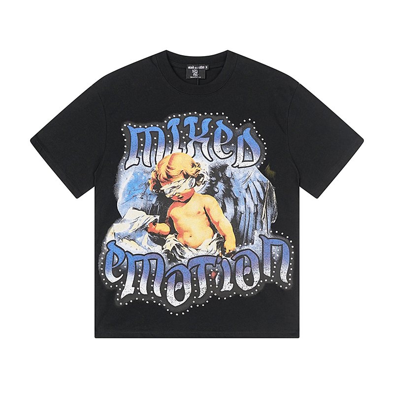 MIXED EMOTION Angel Rhinestone-Style Graphic T-Shirt