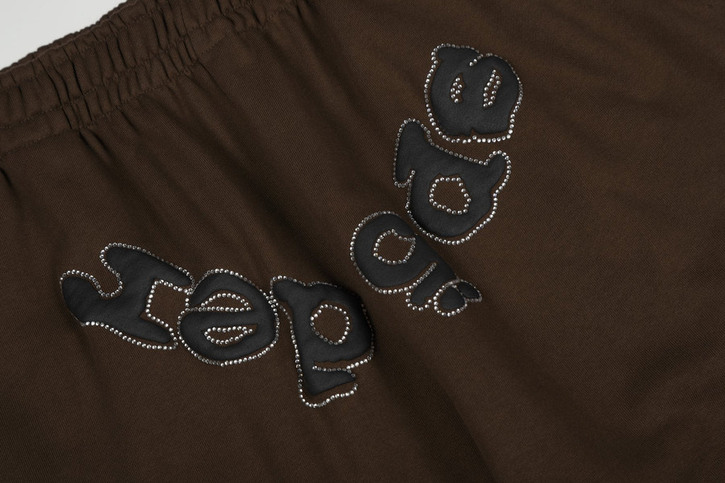 Sp5der Brown Spiderweb Hoodie & Sweatpants Matching Set