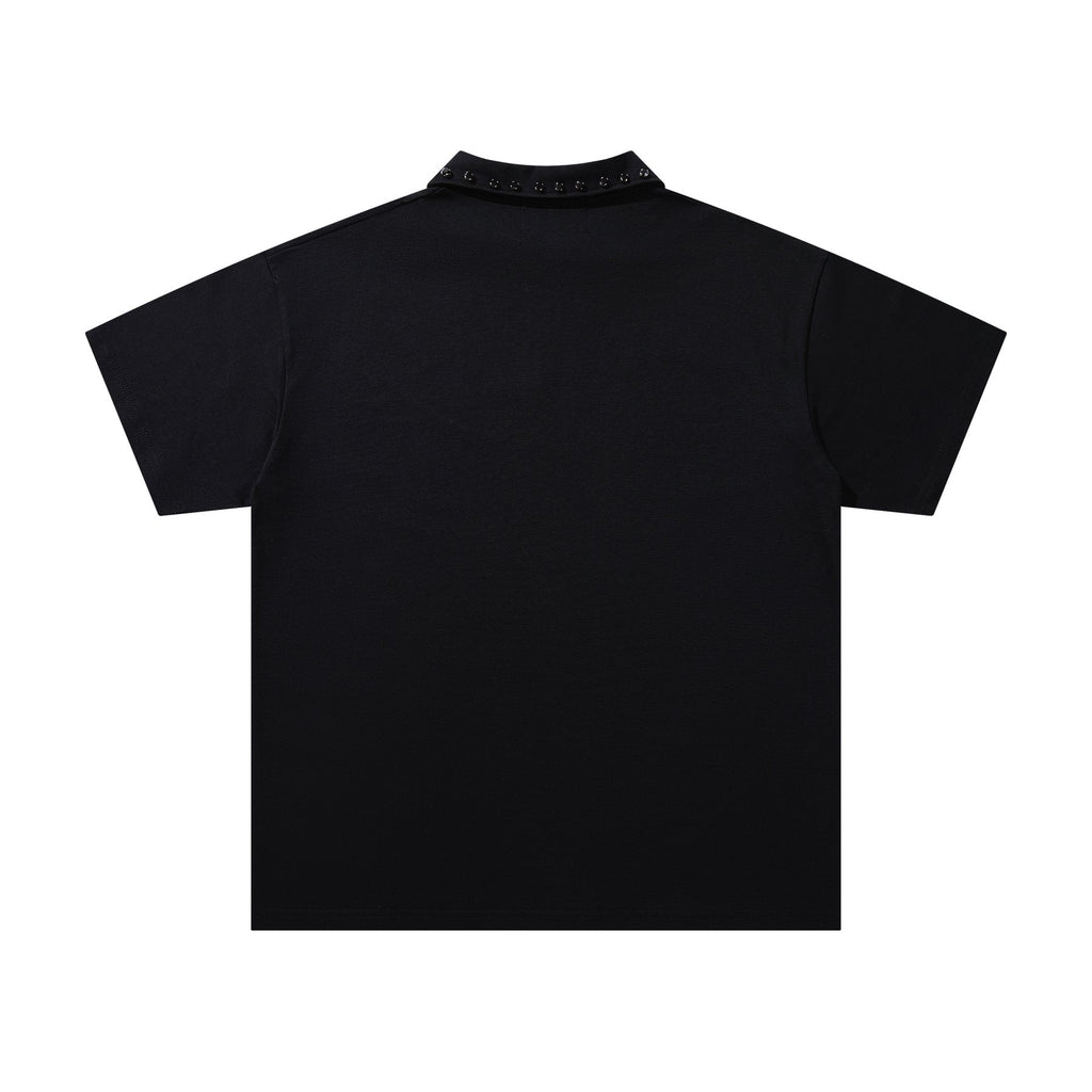 MAJESTIK Rhinestone Graphic Zip Polo Shirt