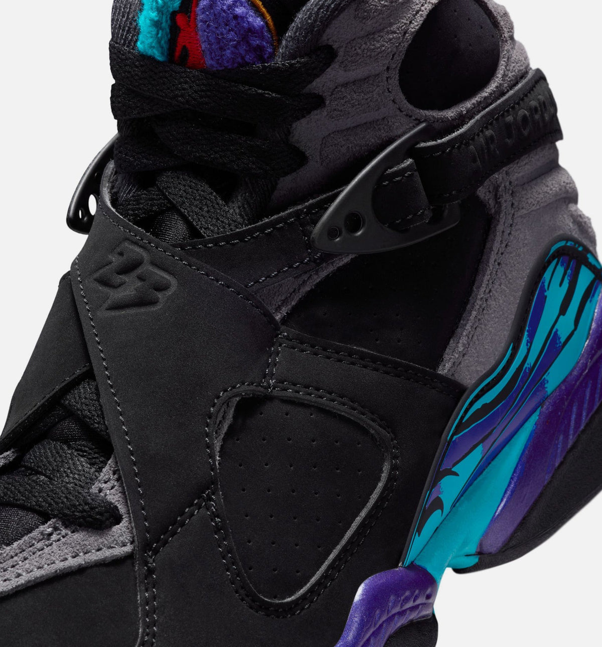 Air Jordan 8 Retro Aqua Grade School Lifestyle Shoe - Black/Multi-Color/Bright Concord