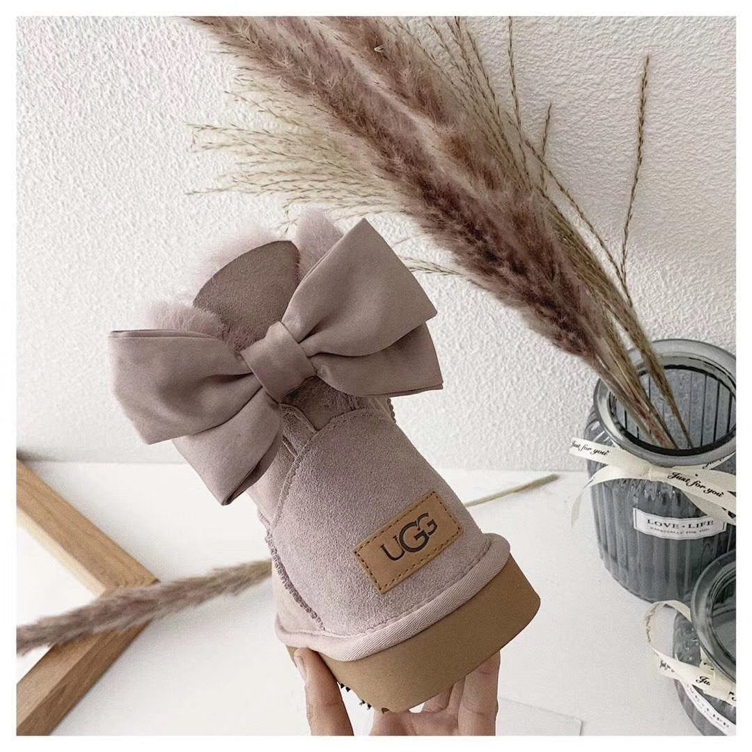Dusty Pink Elegant Bow Detail Ankle Boots — New Arrival | In Stock