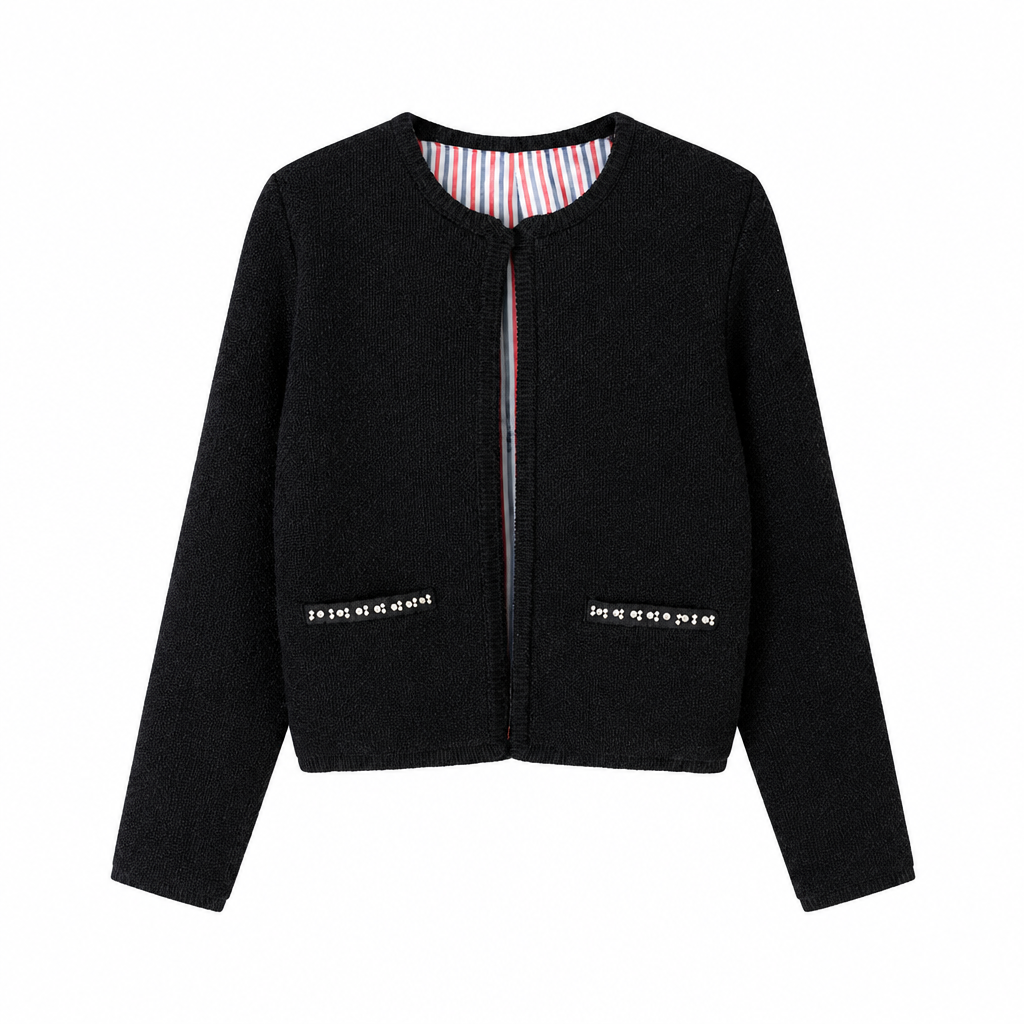 Thom Browne Style Cropped Round-Neck Women's Jacket