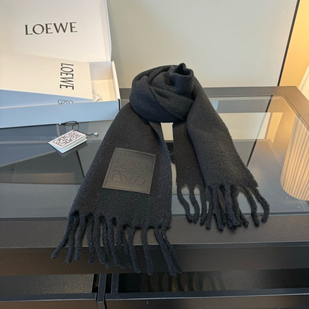 Loewe Black Fringed Scarf