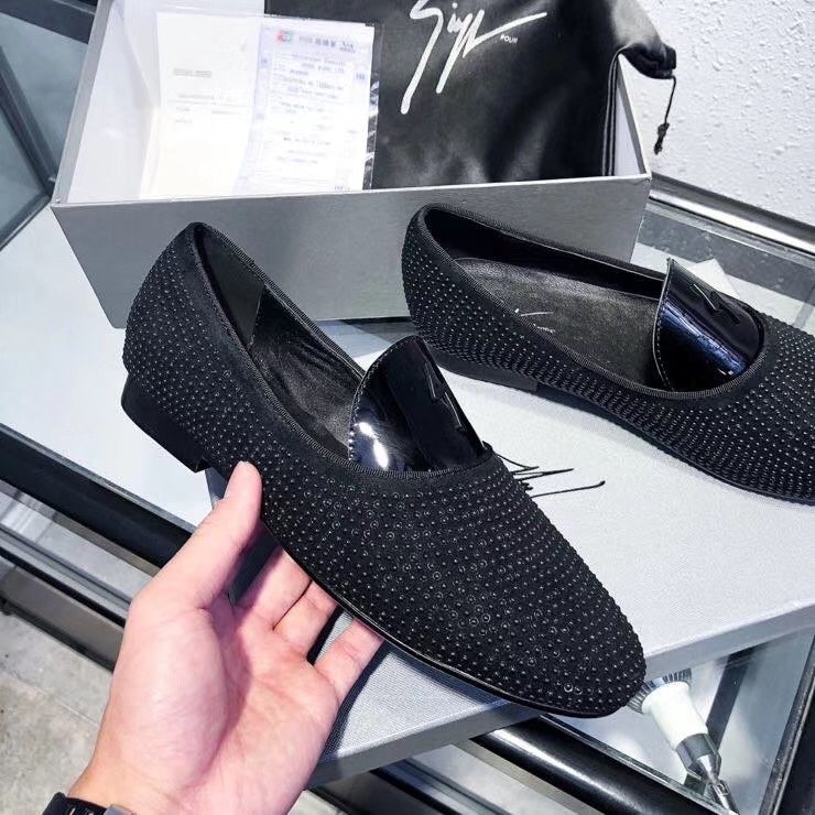 Giuseppe Zanotti Black Studded Loafers