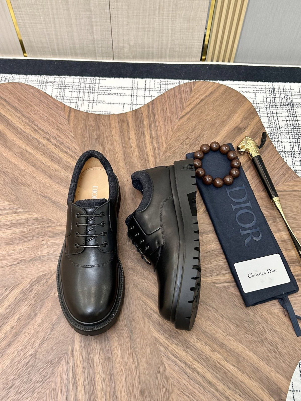 Dior Black Lug Sole Lace-Up Shoes