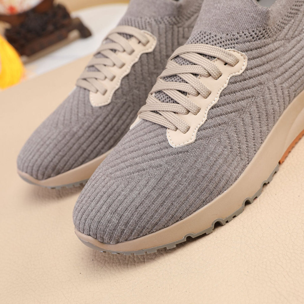 Brunello Cucinelli Gray Knit Sneakers
