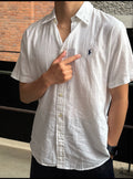 Ralph Lauren Ivory Linen Short-Sleeve Button-Front Shirt
