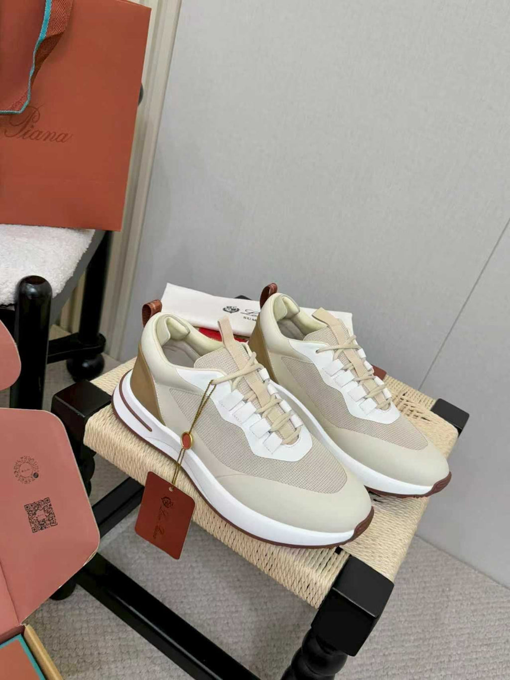 Loro Piana Cream and Beige Low-Top Sneakers