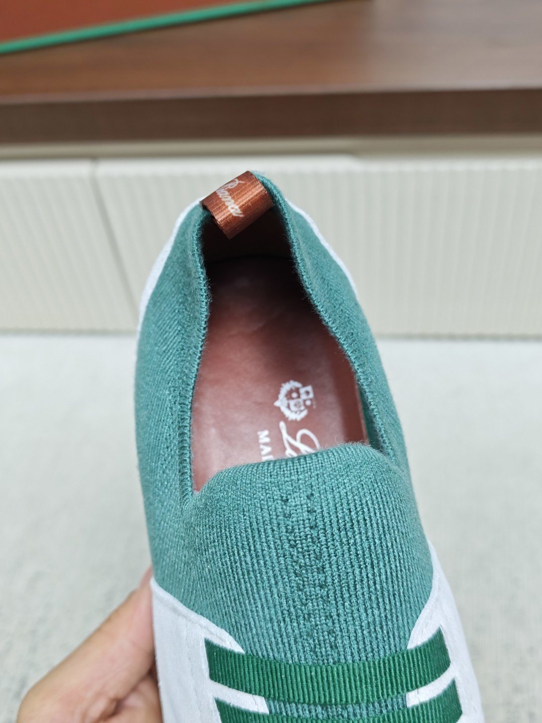 Teal Green Knit Slip-On Sneakers