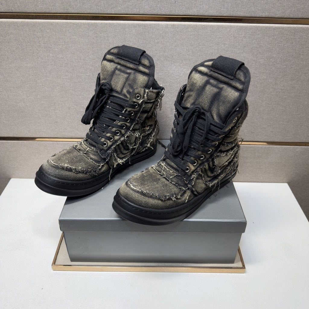 Men's Charcoal Gray and Black High-Top Sneakers