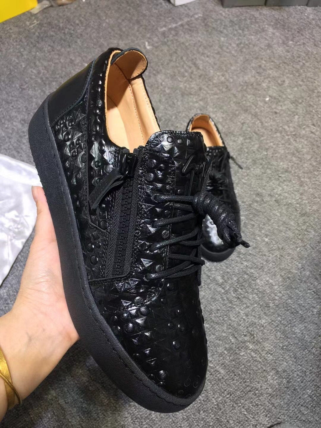 Giuseppe Zanotti Black Perforated Low-Top Sneakers