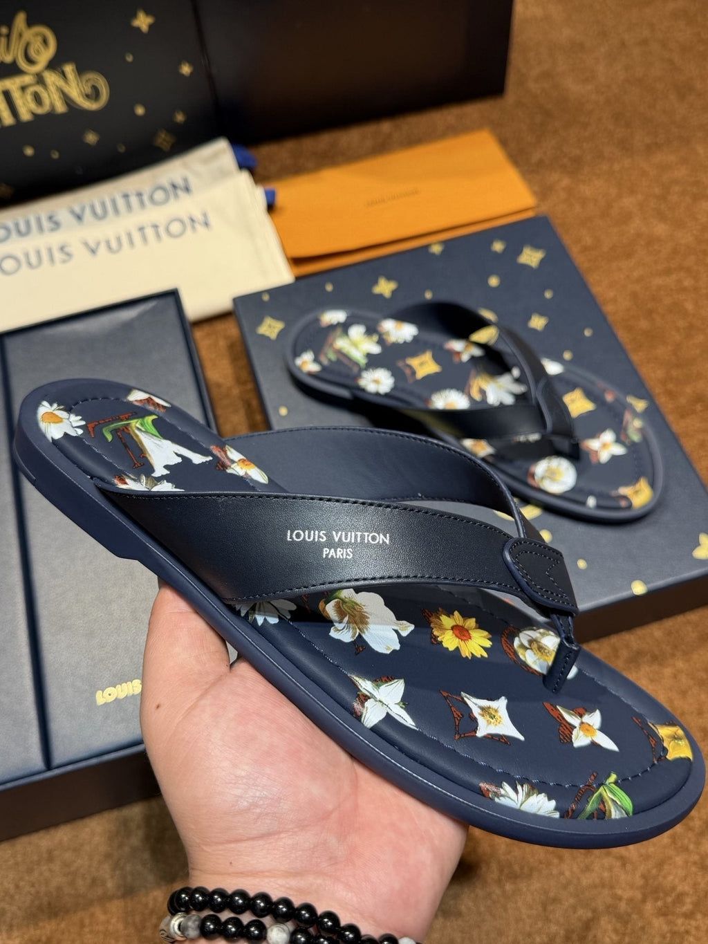 Louis Vuitton Floral Print Thong Sandals