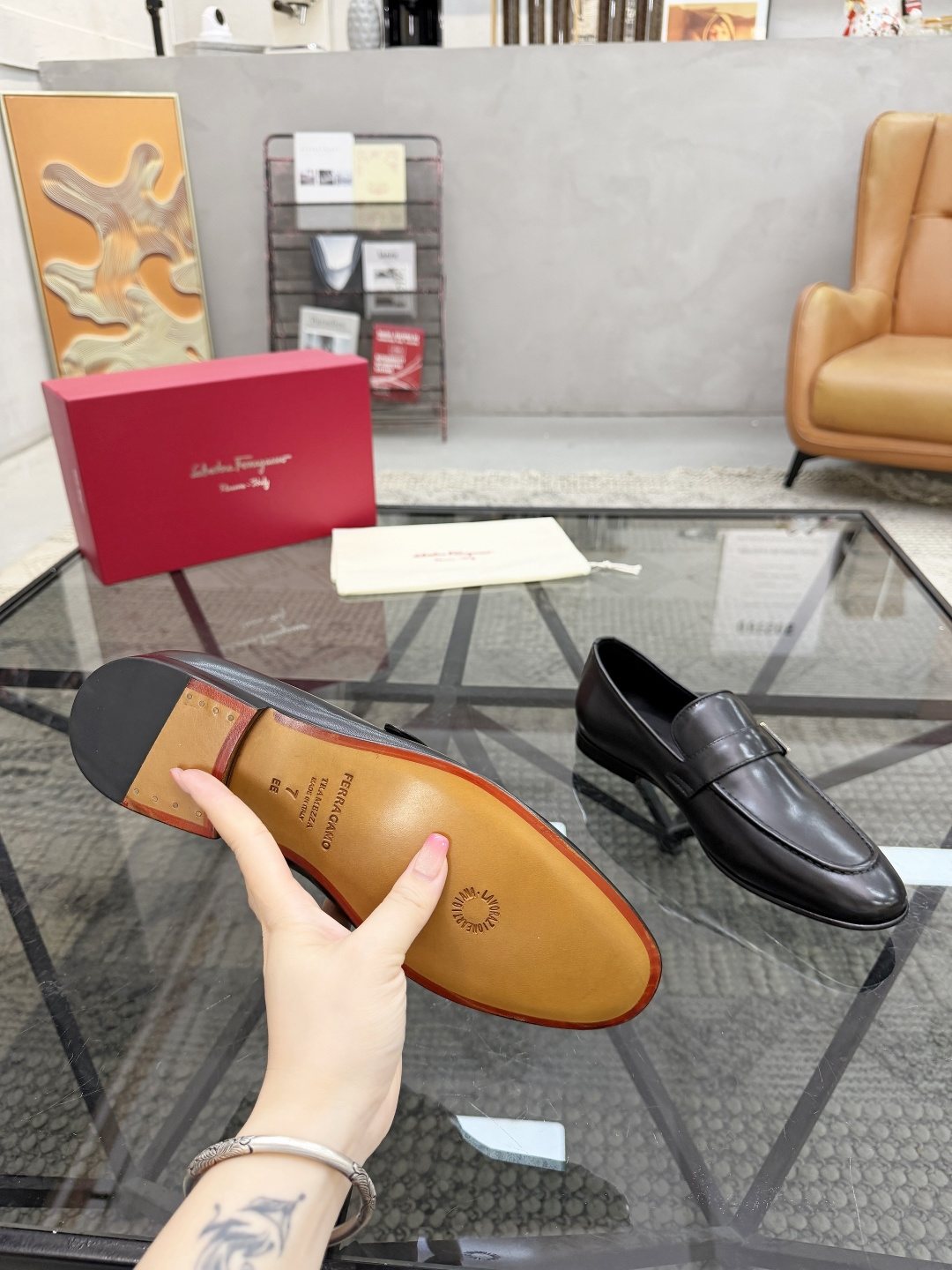 Salvatore Ferragamo Men's Black Buckle Strap Slip-On Loafers