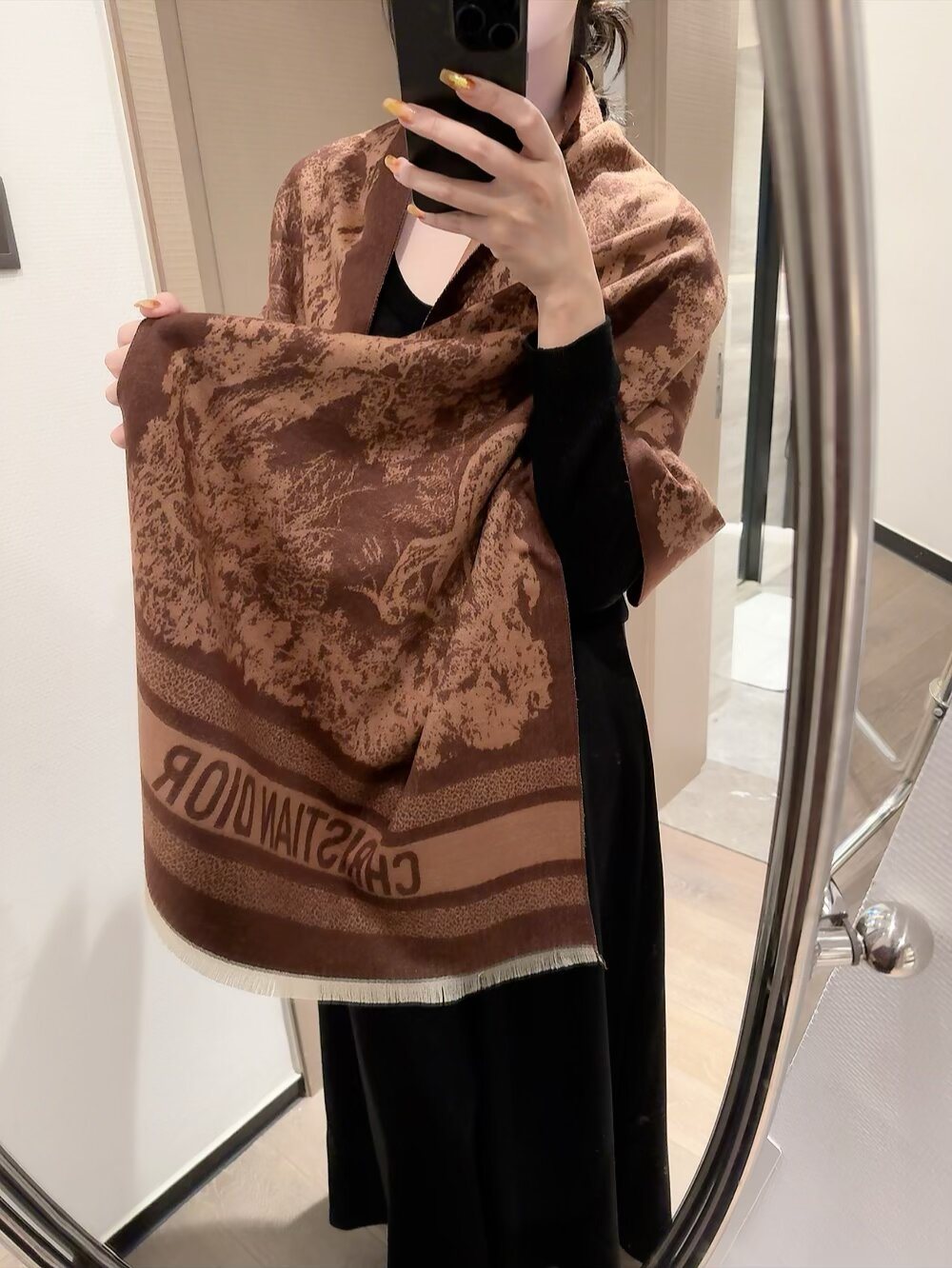 Dior Animal-Print Fringed Scarf