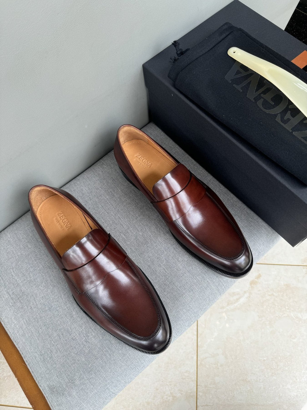 Zegna Men's Dark Brown Penny Loafers