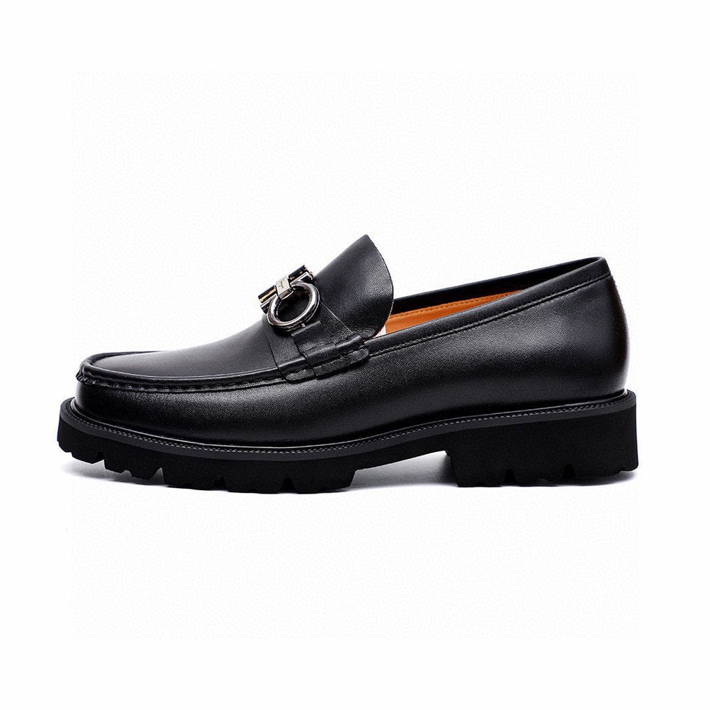 Ferragamo Men's Black Lug Sole Bit Loafers