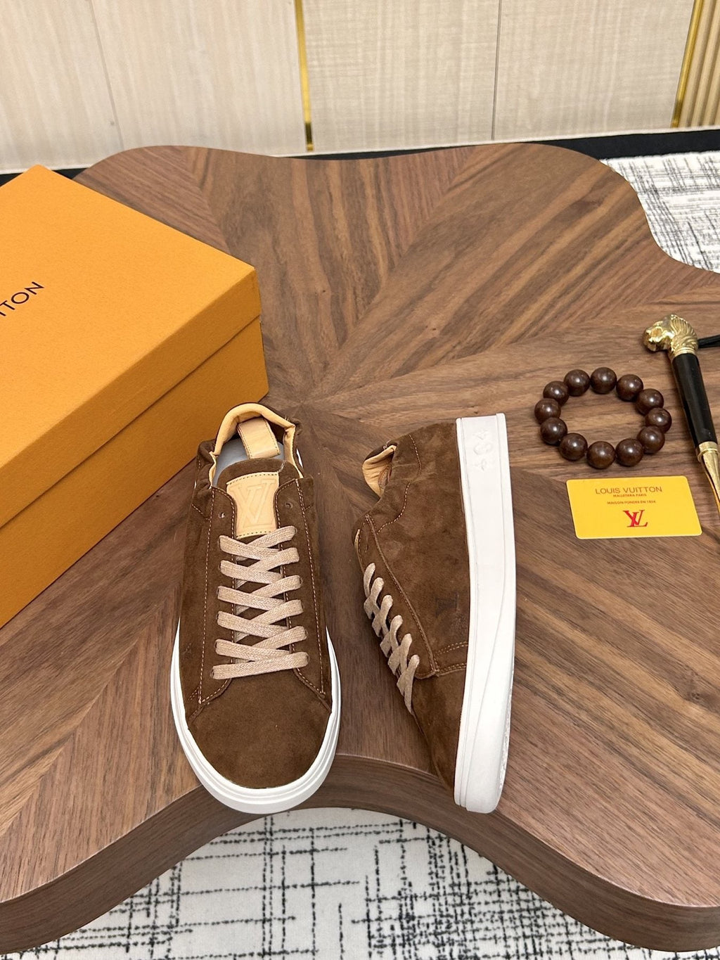 Louis Vuitton Brown Textured Low-Top Sneakers