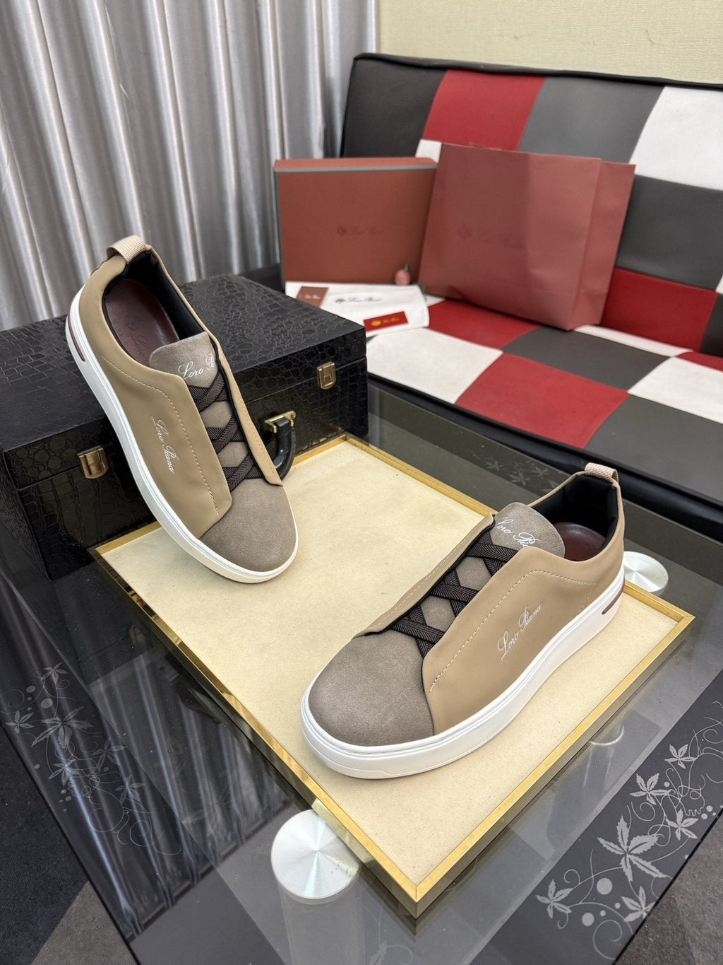 Loro Piana Side-Logo Slip-On Sneakers