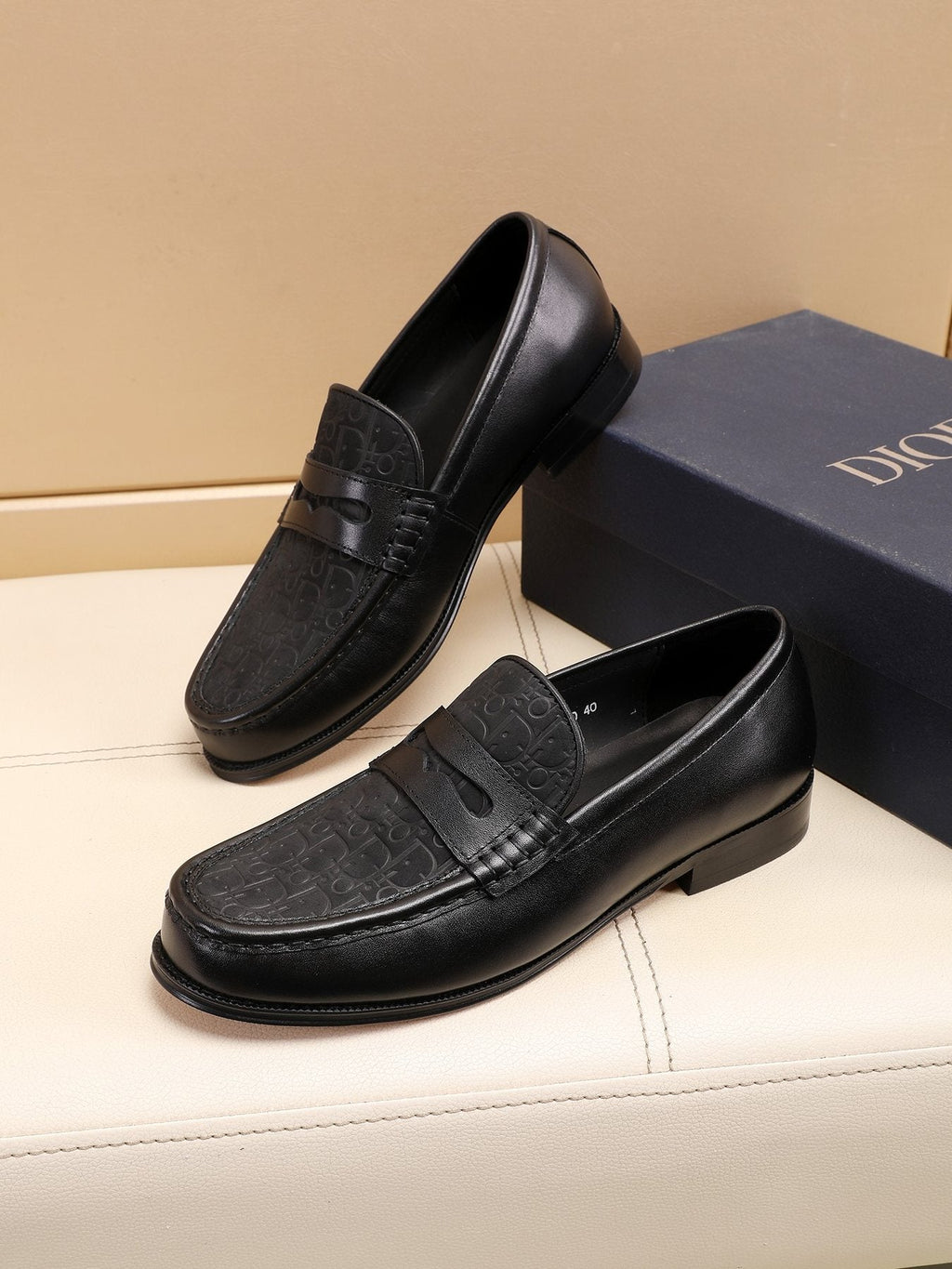 Dior Textured Apron-Toe Loafers