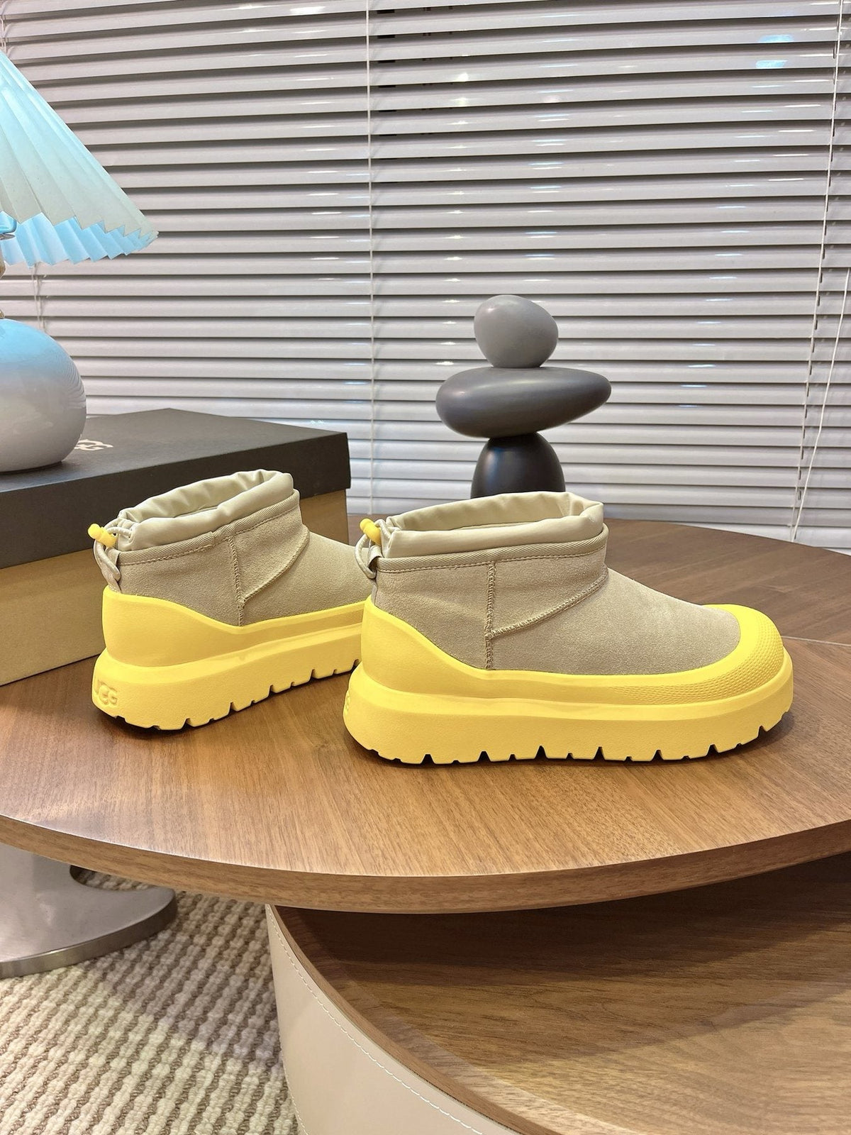 UGG Contrast-Toe Drawstring Ankle Boots