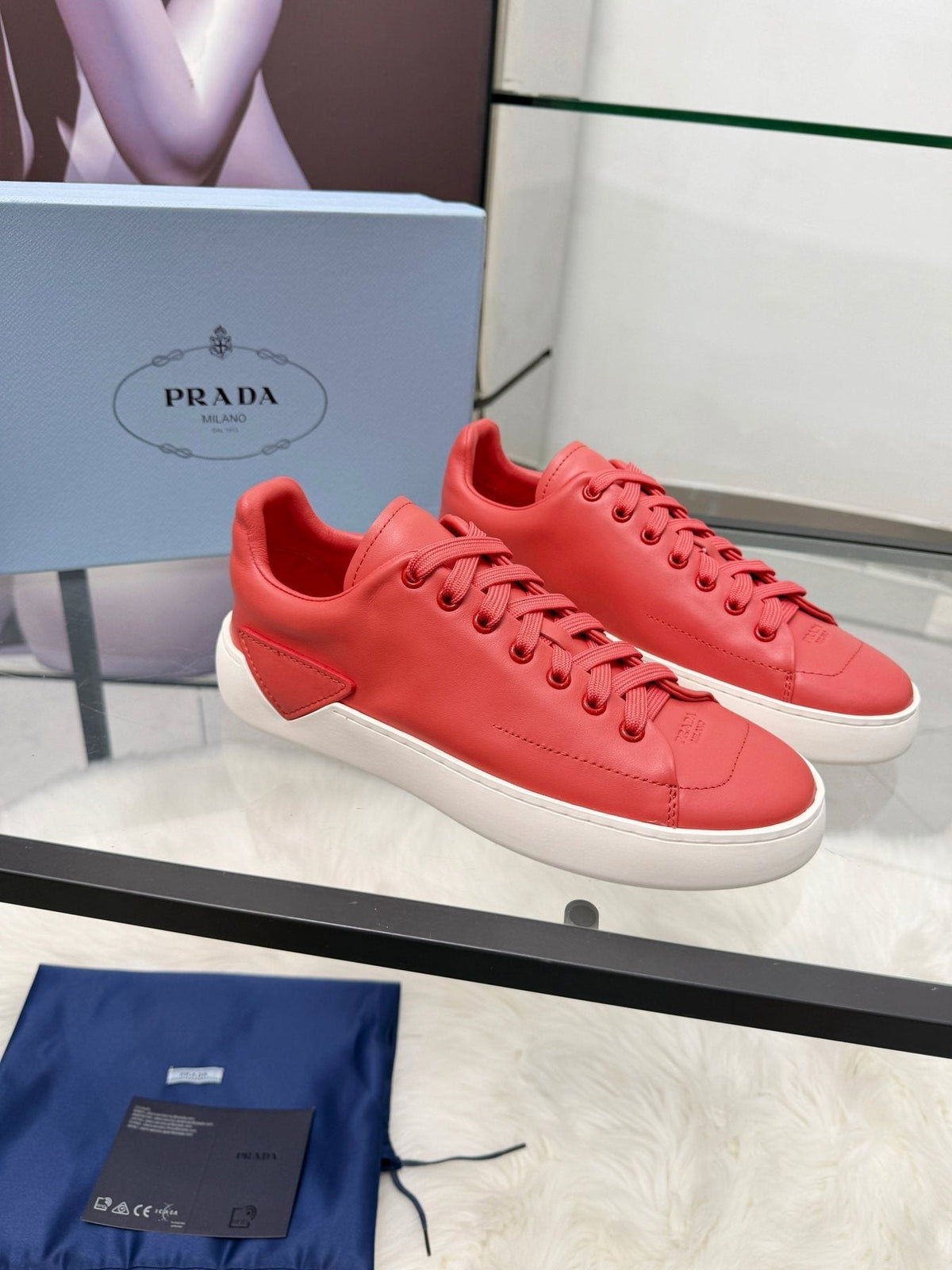 Prada Tonal Tan Low-Top Sneakers